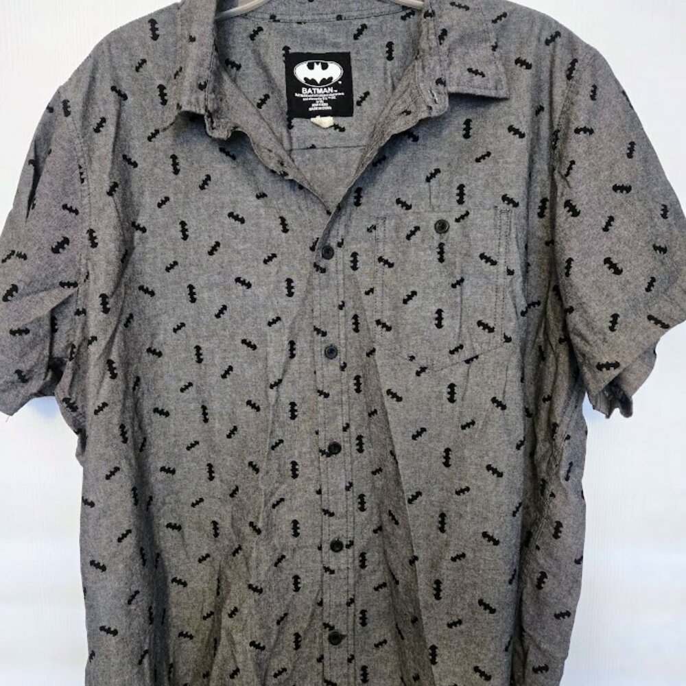 Men's Batman S/S button-down shirt gray/black Size XXL‎